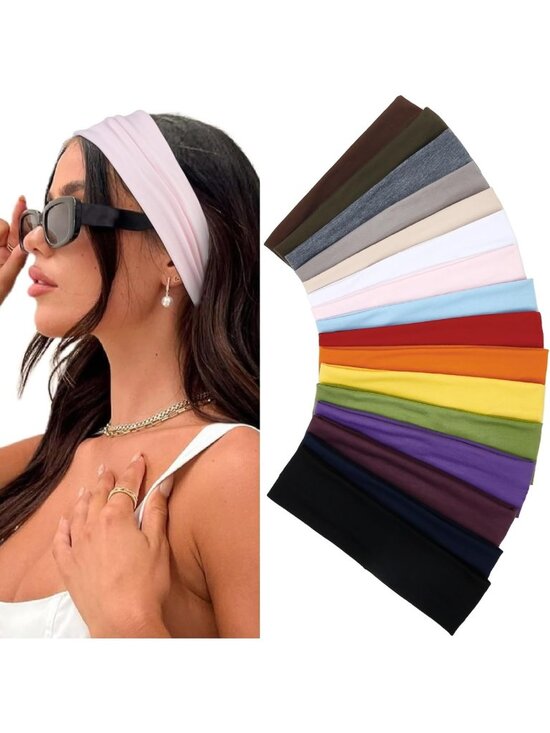 Accessories - 16 Pack Multicolor Non-Slip Soft Cloth Headbands for Yoga, Running & Sports